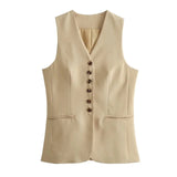 Versatile Beige Tailored Waistcoat & Flared Skirt Coord Set