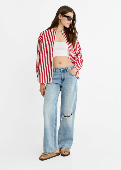 Red & White Striped Button-Down Shirt