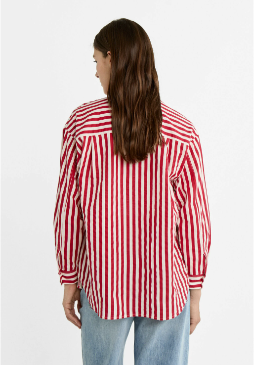 Red & White Striped Button-Down Shirt