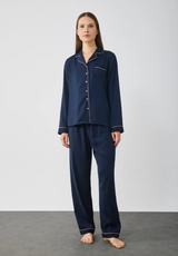 Classic Cotton-Blend Piped Nightwear Pajama Set