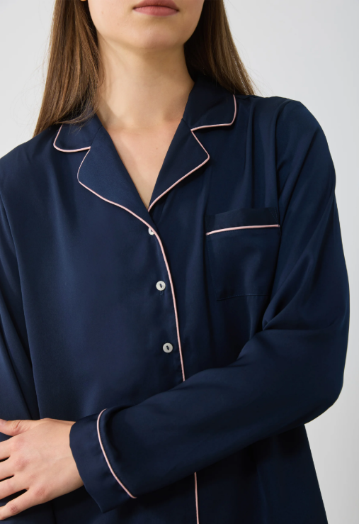 Classic Cotton-Blend Piped Nightwear Pajama Set