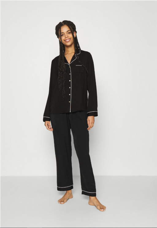 Classic Cotton-Blend Piped Nightwear Pajama Set