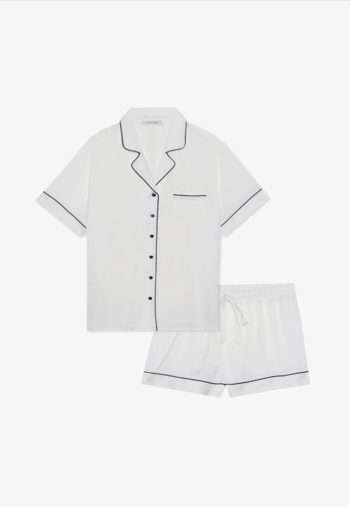 Classic Cotton-Blend Piped Nightwear Pajama Set