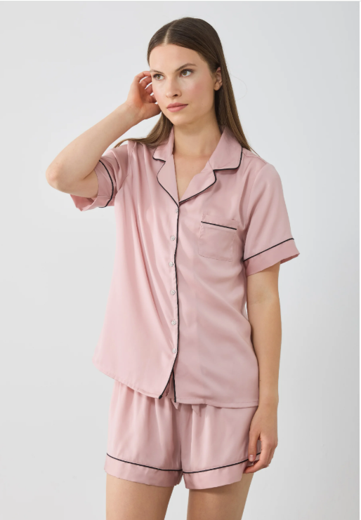 Classic Cotton-Blend Piped Nightwear Pajama Set