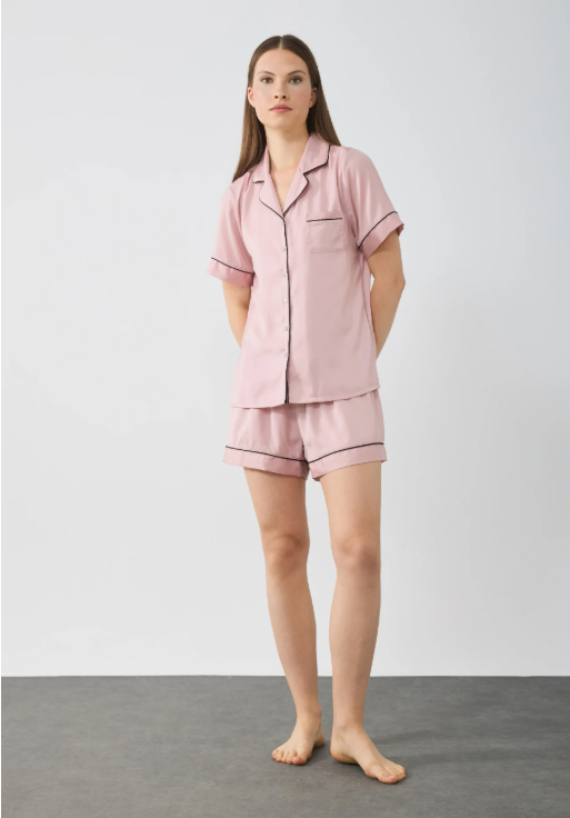 Classic Cotton-Blend Piped Nightwear Pajama Set