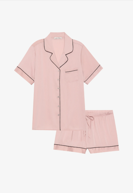 Classic Cotton-Blend Piped Nightwear Pajama Set