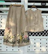 Floral Embroidered Linen Coord Set