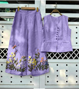 Floral Embroidered Linen Coord Set
