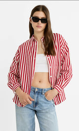 Red & White Striped Button-Down Shirt